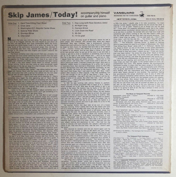 Skip James : Skip James Today! (LP, Album, RP, Ste)
