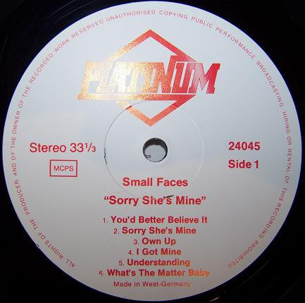 Small Faces : Sorry She's Mine (LP, Comp)