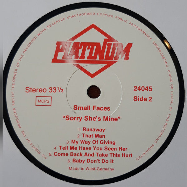 Small Faces : Sorry She's Mine (LP, Comp)