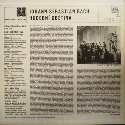 Johann Sebastian Bach - Ars Rediviva Ensemble, Milan Munclinger : Hudební Obětina (LP, Club)