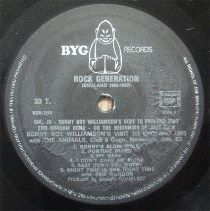 Sonny Boy Williamson (2) / Graham Bond : Rock Generation Vol. 3 - Sonny Boy Williamson Visit To England / Graham Bond The Beginning Of Jazz-Rock (LP, Comp)