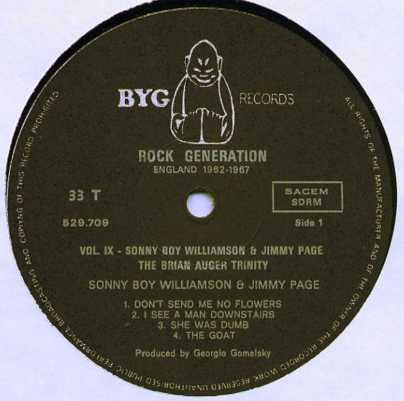 Sonny Boy Williamson (2) + Jimmy Page / Brian Auger & The Trinity : Rock Generation Volume 9 - Sonny Boy Williamson + Jimmy Page / The Brian Auger Trinity (LP, Comp)