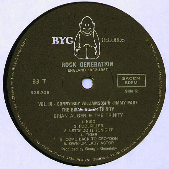 Sonny Boy Williamson (2) + Jimmy Page / Brian Auger & The Trinity : Rock Generation Volume 9 - Sonny Boy Williamson + Jimmy Page / The Brian Auger Trinity (LP, Comp)