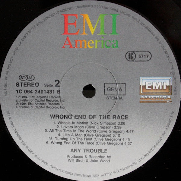 Any Trouble : Wrong End Of The Race (LP, Album)