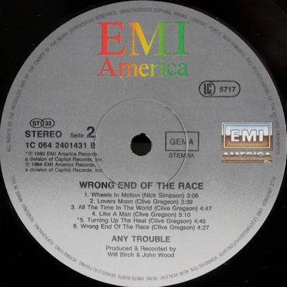 Any Trouble : Wrong End Of The Race (LP, Album)