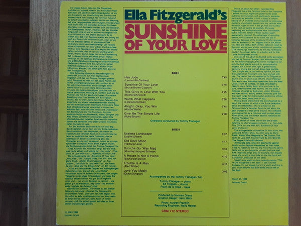 Ella Fitzgerald : Sunshine Of Your Love (LP, Album, RP)