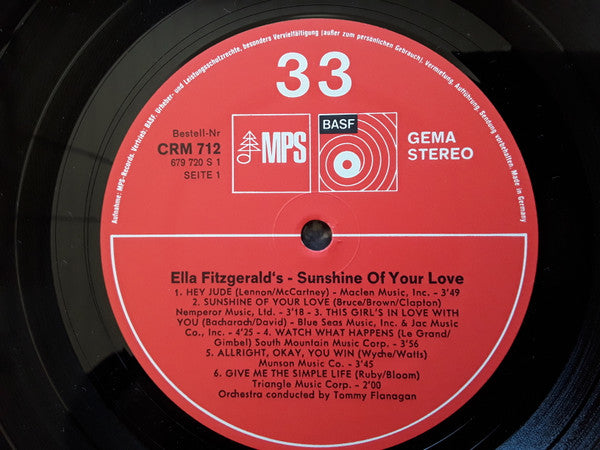 Ella Fitzgerald : Sunshine Of Your Love (LP, Album, RP)