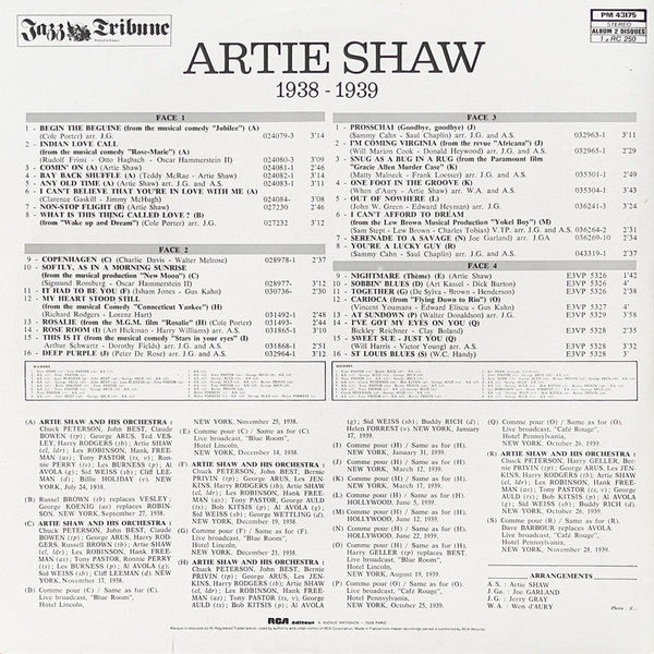Artie Shaw And His Orchestra : Deux Grandes Années Pour: 1938-1939 (2xLP, Comp)