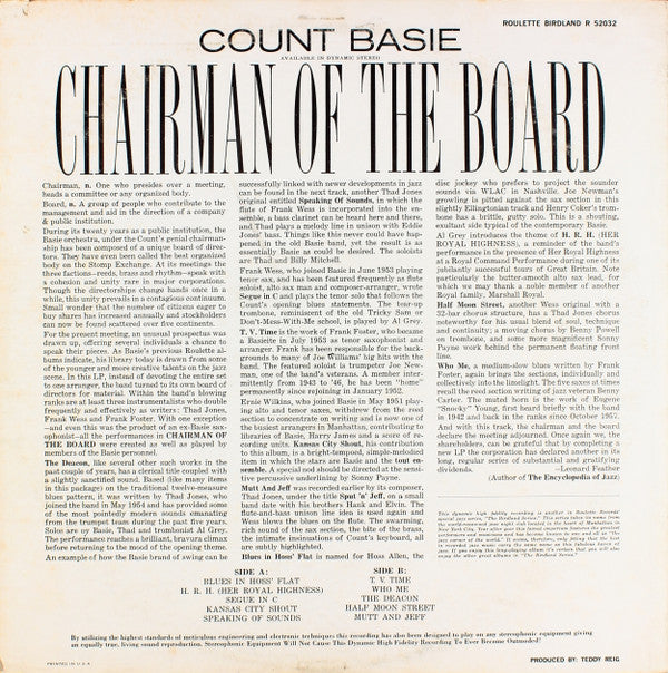 Count Basie : Chairman Of The Board (LP, Album, Mono)