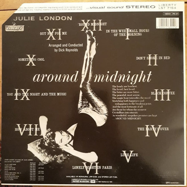 Julie London : Around Midnight (LP, Album, RE, Emb)