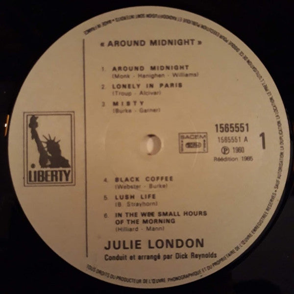 Julie London : Around Midnight (LP, Album, RE, Emb)