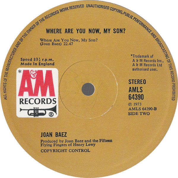 Joan Baez : Where Are You Now, My Son? (LP, Album)