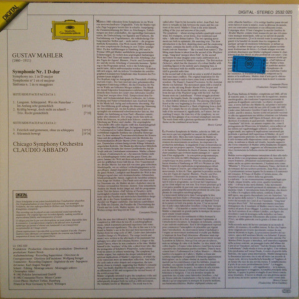 Gustav Mahler - Chicago Symphony Orchestra / Claudio Abbado : Symphonie No. 1 (LP)