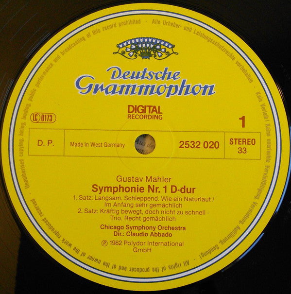 Gustav Mahler - Chicago Symphony Orchestra / Claudio Abbado : Symphonie No. 1 (LP)