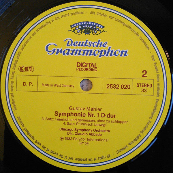 Gustav Mahler - Chicago Symphony Orchestra / Claudio Abbado : Symphonie No. 1 (LP)