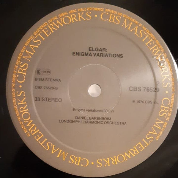 Sir Edward Elgar, Jacqueline du Pré, Daniel Barenboim, The Philadelphia Orchestra, London Philharmonic Orchestra : Cello Concerto, Op. 85 / Enigma Variations (LP)