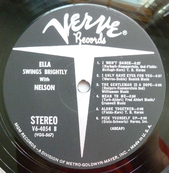 Ella Fitzgerald - Nelson Riddle : Ella Swings Brightly With Nelson (LP, Album, MGM)