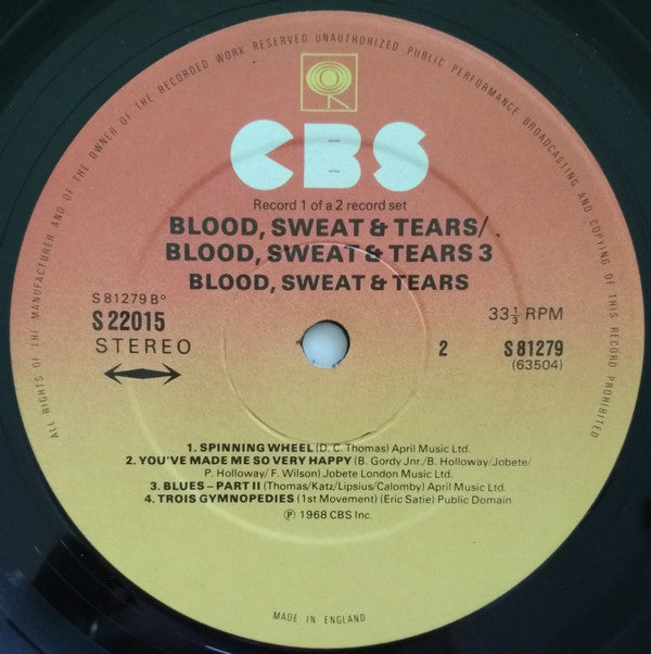 Blood, Sweat And Tears : Blood, Sweat & Tears / Blood, Sweat & Tears 3 (2xLP, Comp)