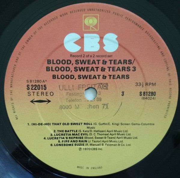 Blood, Sweat And Tears : Blood, Sweat & Tears / Blood, Sweat & Tears 3 (2xLP, Comp)