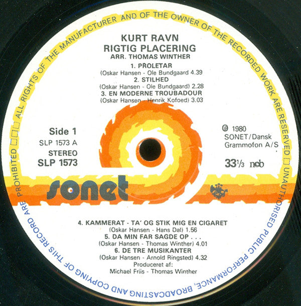Kurt Ravn : Rigtig Placering (LP, Album)