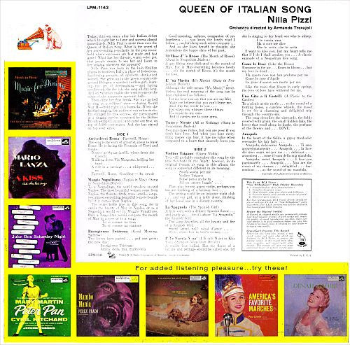 Nilla Pizzi : Queen Of Italian Song (LP, Album, Mono)