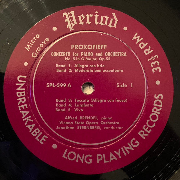 Sergei Prokofiev, Alfred Brendel, Orchester Der Wiener Staatsoper, Jonathan Sternberg, Sviatoslav Richter, Moscow Philharmonic Orchestra, Kiril Kondrashin, Hans Graf : Prokofieff Concerto For Piano No. 5 In G Major Opus 55 / Concerto For Piano No. 1 In D Flat Major Opus 10 / Sonata For Pianoforte No. 5 In C Minor Opus 38 (LP, Album, Mono)