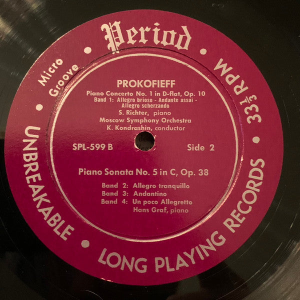 Sergei Prokofiev, Alfred Brendel, Orchester Der Wiener Staatsoper, Jonathan Sternberg, Sviatoslav Richter, Moscow Philharmonic Orchestra, Kiril Kondrashin, Hans Graf : Prokofieff Concerto For Piano No. 5 In G Major Opus 55 / Concerto For Piano No. 1 In D Flat Major Opus 10 / Sonata For Pianoforte No. 5 In C Minor Opus 38 (LP, Album, Mono)