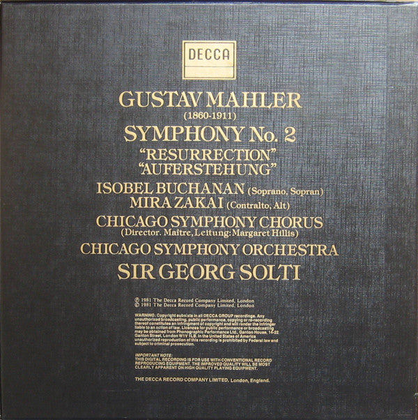 Gustav Mahler, Chicago Symphony Orchestra, Georg Solti : Symphony No.2 (2xLP, Dig + Box)