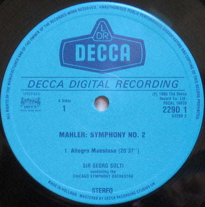 Gustav Mahler, Chicago Symphony Orchestra, Georg Solti : Symphony No.2 (2xLP, Dig + Box)