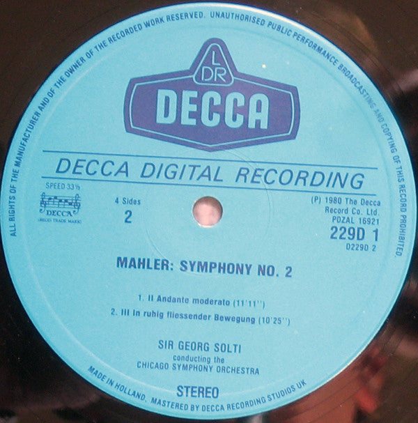 Gustav Mahler, Chicago Symphony Orchestra, Georg Solti : Symphony No.2 (2xLP, Dig + Box)