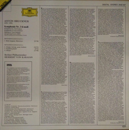 Anton Bruckner - Berliner Philharmoniker ▪ Herbert von Karajan : Symphonie Nr. 3 (LP, Dig)