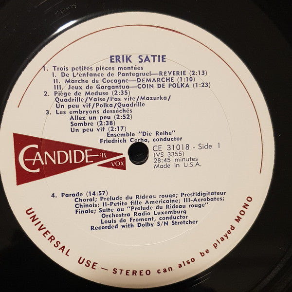 Erik Satie / Ensemble "die reihe", Wien conductor Friedrich Cerha : Erik Satie (LP, Album)