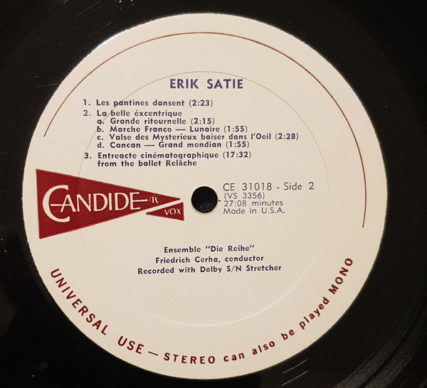 Erik Satie / Ensemble "die reihe", Wien conductor Friedrich Cerha : Erik Satie (LP, Album)