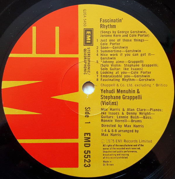 Yehudi Menuhin & Stéphane Grappelli : Fascinatin' Rhythm (LP, Album, Quad, Gat)