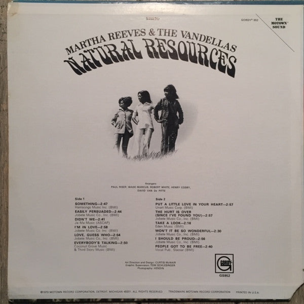 Martha Reeves & The Vandellas : Natural Resources (LP, Album)