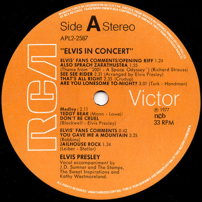 Elvis Presley : Elvis In Concert (2xLP, Album)