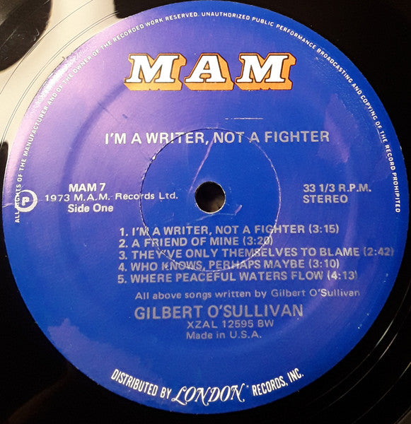 Gilbert O'Sullivan : I'm A Writer, Not A Fighter (LP, Album)