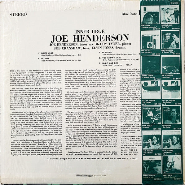 Joe Henderson : Inner Urge (LP, Album, RE)