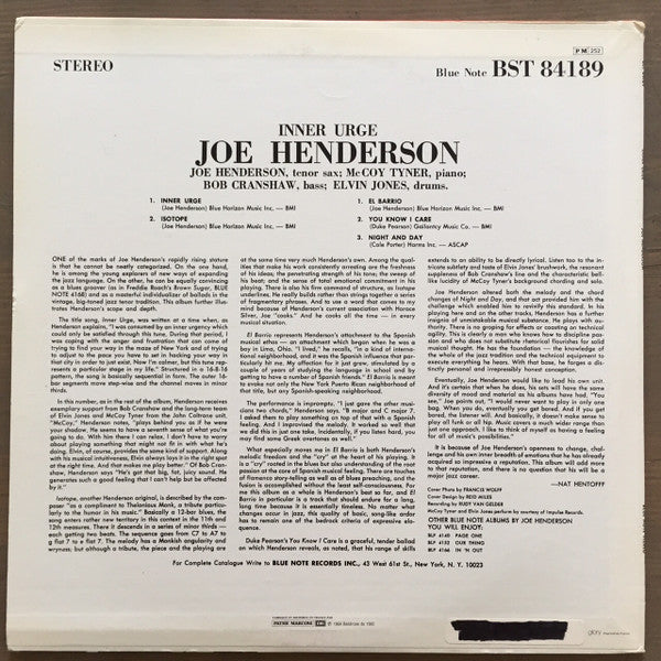 Joe Henderson : Inner Urge (LP, Album, RE)