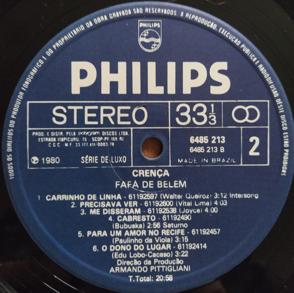Fafá De Belém : Crença (LP, Album)