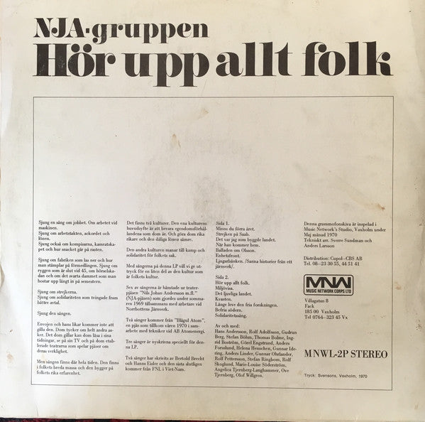 NJA-Gruppen : Hör Upp Allt Folk (LP, Album)