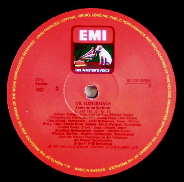 Johann Strauss Jr., Wiener Staatsopernchor, Wiener Symphoniker, Willi Boskovsky, Anneliese Rothenberger, Dietrich Fischer-Dieskau, Nicolai Gedda, Renate Holm, Brigitte Fassbaender, Adolf Dallapozza, Walter Berry, Otto Schenk : Die Fledermaus (2xLP, Album, Mono + Box)