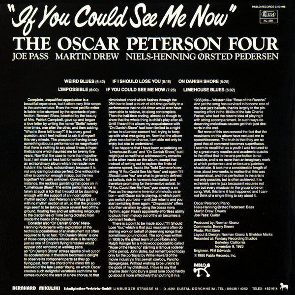 The Oscar Peterson Quartet : If You Could See Me Now (LP, Album)