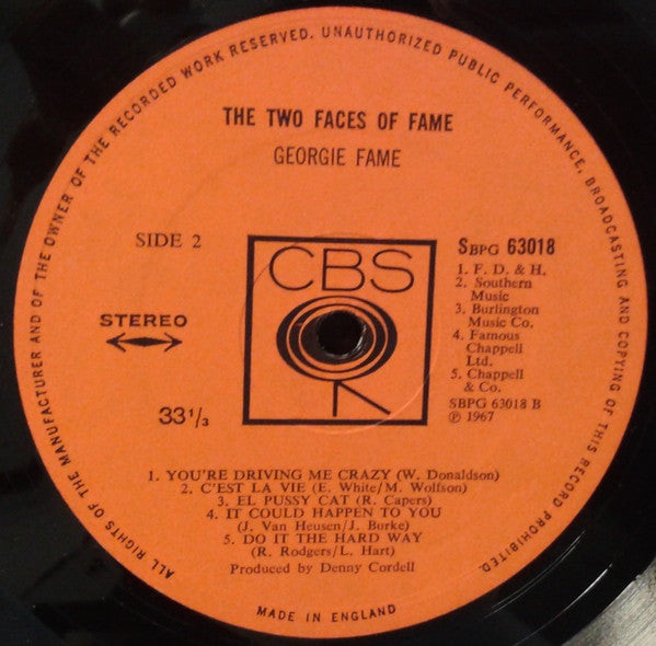 Georgie Fame : The Two Faces Of Fame (LP, Album)