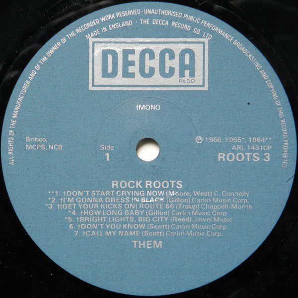 Them (3) : Rock Roots (LP, Comp, Mono)