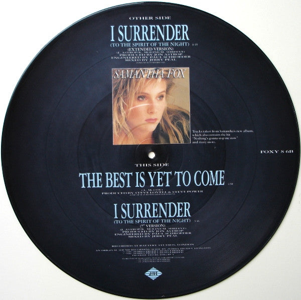 Samantha Fox : I Surrender  (To The Spirit Of The Night) (12", Pic)