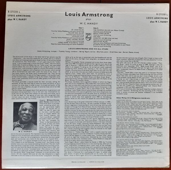 Louis Armstrong : Louis Armstrong Plays W.C. Handy (LP, Album, Mono)