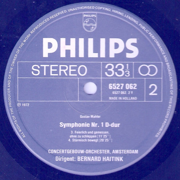 Gustav Mahler - Concertgebouworkest • Bernard Haitink : Symphonie Nr. 1 "Der Titan" (LP, Album, RE)