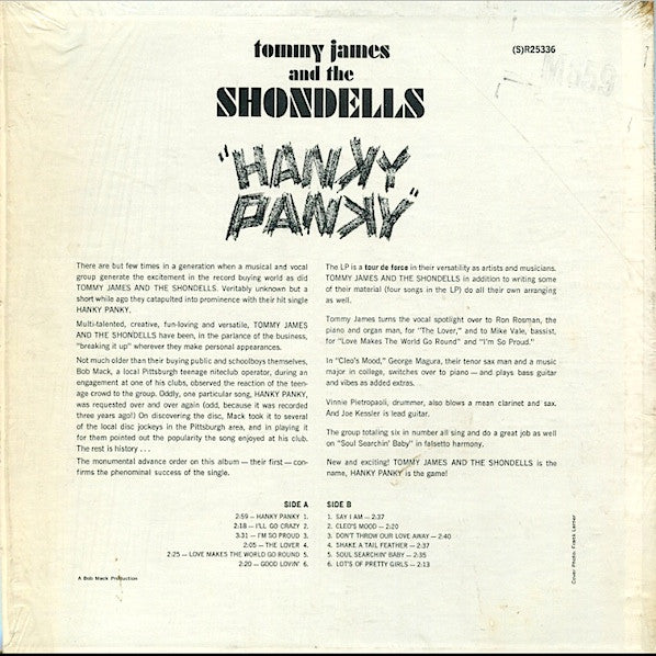 Tommy James & The Shondells : Hanky Panky (LP, Album, Mono)