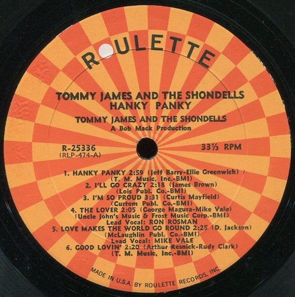 Tommy James & The Shondells : Hanky Panky (LP, Album, Mono)